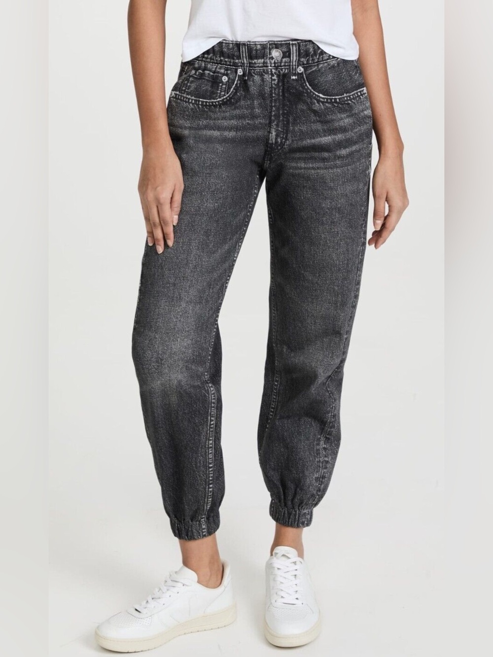 Rag & Bone Miramar Sweatpant Cotton Terry Printed Jogger Jeans | Faded Black S